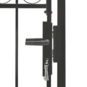 Gartentor ASSEN mit Bogenabschluss Stahl 100 x 175 cm Schwarz
