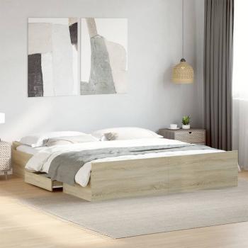ARDEBO.de - Bettgestell mit Schubladen Sonoma-Eiche 180x200cm Holzwerkstoff