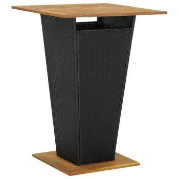 3-tlg. Gartenbar-Set mit Kissen Schwarz Poly Rattan