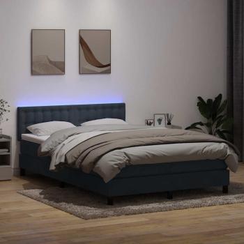 ARDEBO.de - Boxspringbett mit Matratze & LED Dunkelgrau 160x210 cm Samt