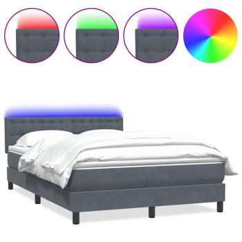 Boxspringbett mit Matratze & LED Dunkelgrau 160x210 cm Samt