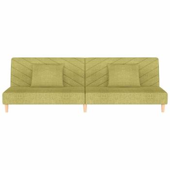 Schlafsofa 2-Sitzer mit 2 Kissen Grün Stoff
