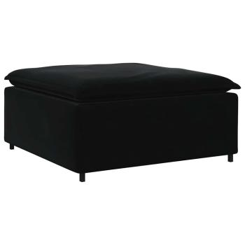 Modulares Sofa mit Fußhocker Kissen Samt Schwarz