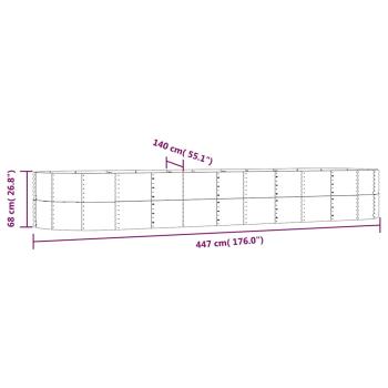 Hochbeet Grau 447x140x68 cm Verzinkter Stahl