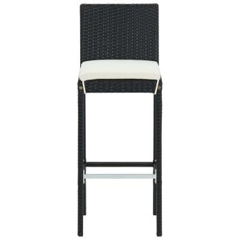 9-tlg. Gartenbar-Set mit Kissen Poly Rattan Schwarz