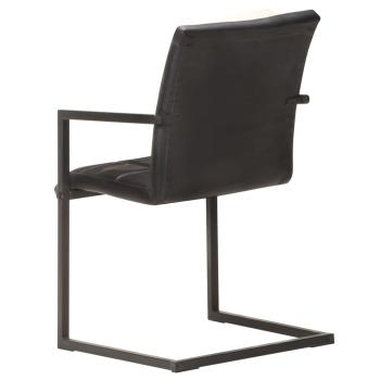Freischwinger 6 Stk. Schwarz Echtleder