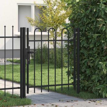 ARDEBO.de - Zauntor BOXTEL Einzeltür mit Bogenabschluss Stahl 1 x 1 m Schwarz