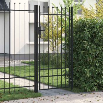 ARDEBO.de - Zauntor Einzelflügel mit Speerspitzen Stahl 1 x 2 m Schwarz