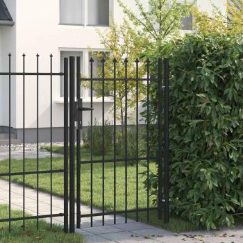 ARDEBO.de - Zauntor Einzelflügel mit Speerspitzen Stahl 1 x 1,5 m Schwarz