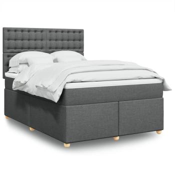ARDEBO.de - Boxspringbett mit Matratze Dunkelgrau 140x200 cm Stoff