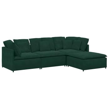 Modulares Sofa mit Fu?hocker Kissen Samt Dunkelgr?n