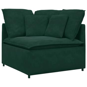 Modulares Sofa mit Fu?hocker Kissen Samt Dunkelgr?n