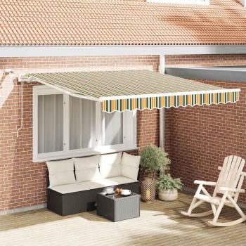 ARDEBO.de - Ausziehbare Markise Grün und Gelb 300 x 250 cm Polyester