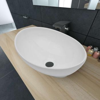 ARDEBO.de - Keramik Waschbecken 40 x 33 cm Oval Weiß