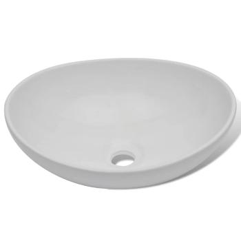Keramik Waschbecken 40 x 33 cm Oval Weiß