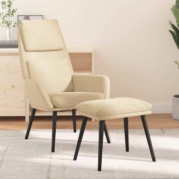 ARDEBO.de - Relaxsessel mit Hocker Creme Stoff