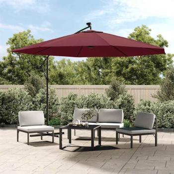 ARDEBO.de - Ampelschirm mit LED-Beleuchtung Stahl-Mast Bordeauxrot 350 cm