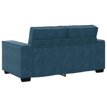 2-tlg. Sofagarnitur mit Kissen Blau Samt
