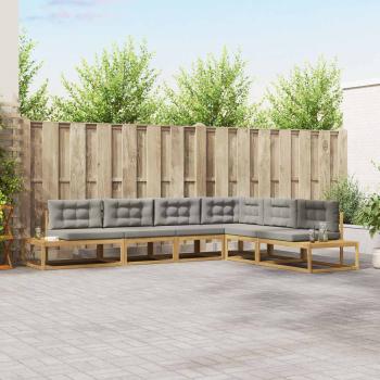 ARDEBO.de - Outdoor-Sofagarnitur 6 Stk. Weiß und Hellgrau Polyester