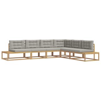Outdoor-Sofagarnitur 6 Stk. Weiß und Hellgrau Polyester