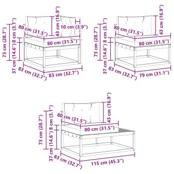 Outdoor-Sofagarnitur 6 Stk. Weiß und Hellgrau Polyester
