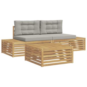4 Stk. Outdoor-Sofagarnitur Polyester Weiß