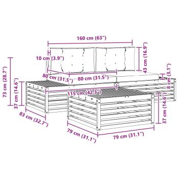 4 Stk. Outdoor-Sofagarnitur Polyester Weiß