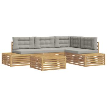 6 Stk. Outdoor-Sofagarnitur Polyester Weiß