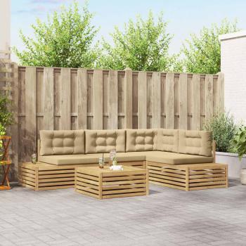 ARDEBO.de - 6 Stk. Outdoor-Sofagarnitur Polyester Weiß
