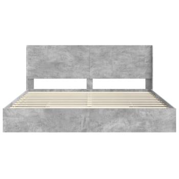 Bettgestell mit Stauraum und Kopfteil Betongrau 200 x 200 cm