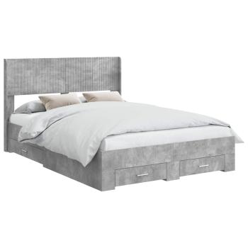 Bettgestell mit Stauraum und Kopfteil Betongrau 150 x 200 cm