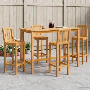ARDEBO.de - Outdoor Bar Set 5 stk. Natur Massivholz Teak