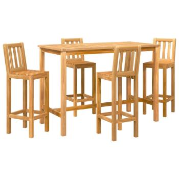 Outdoor Bar Set 5 stk. Natur Massivholz Teak