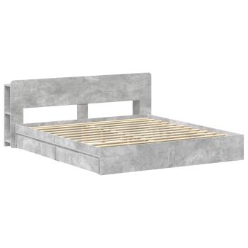Bettgestell mit Stauraum Betongrau 200 x 200 cm Holzwerkstoff