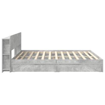 Bettgestell mit Stauraum Betongrau 200 x 200 cm Holzwerkstoff