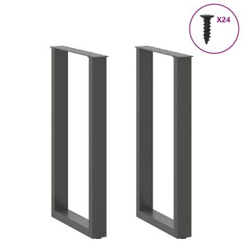 Bartischbeine U-Form 2 Stk. Anthrazit 50x(90-91) cm Stahl
