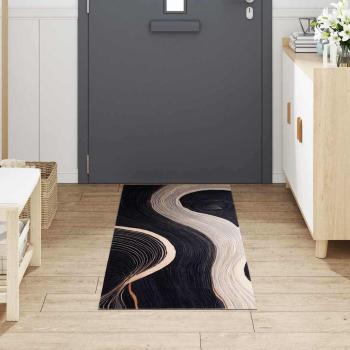 Küchen Teppich Schwarz 180 x 60 cm Samt