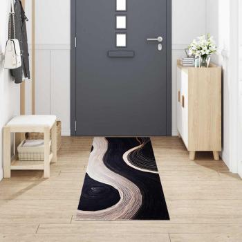 Küchen Teppich Schwarz 300 x 60 cm Samt