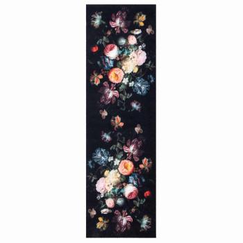 Küchen Teppich Schwarz 300 x 60 cm Samt