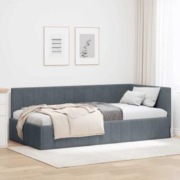ARDEBO.de - Eckbettgestell Dunkelgrau 90 x 190 cm Samt