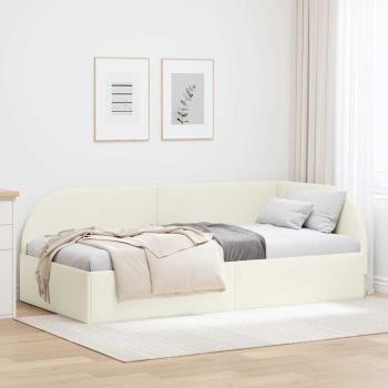 ARDEBO.de - Eckbettgestell mit Kopfteil Creme 90 cm x 200 cm Samt