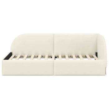 Eckbettgestell mit Kopfteil Creme 90 cm x 200 cm Samt