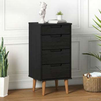 ARDEBO.de - Kommode MOLDE Schwarz 40 x 35 x 82 cm Massives Kiefernholz