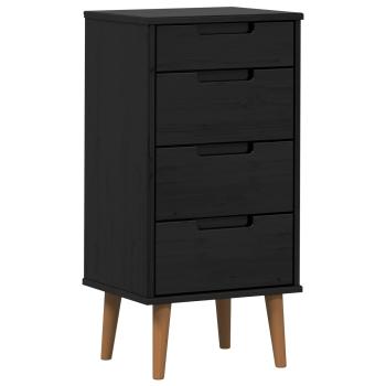 Kommode MOLDE Schwarz 40 x 35 x 82 cm Massives Kiefernholz