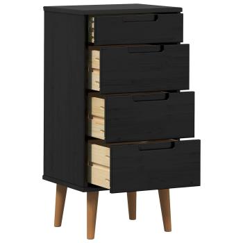 Kommode MOLDE Schwarz 40 x 35 x 82 cm Massives Kiefernholz