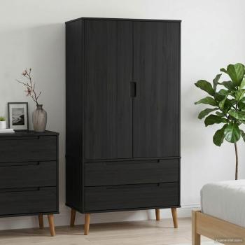 ARDEBO.de - Kleiderschrank MOLDE Schwarz 90 x 55 x 175 cm