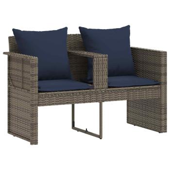 Garten-Sofa 8 stk. Poly-Rattan Grau und Marineblau