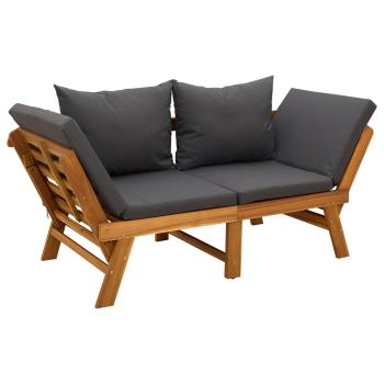3-in-1 Gartenbank mit Kissen Massives Akazienholz Natur