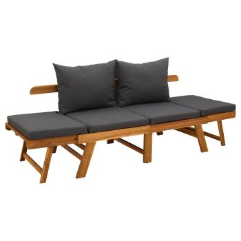 3-in-1 Gartenbank mit Kissen Massives Akazienholz Natur
