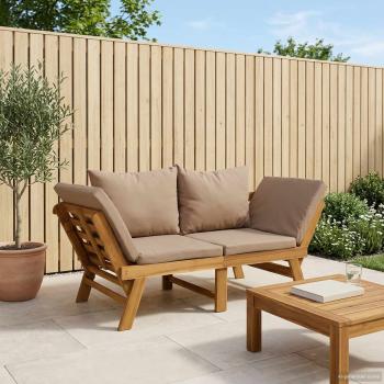 ARDEBO.de - 3-in-1 Gartenbank mit Kissen Massives Akazienholz Natur